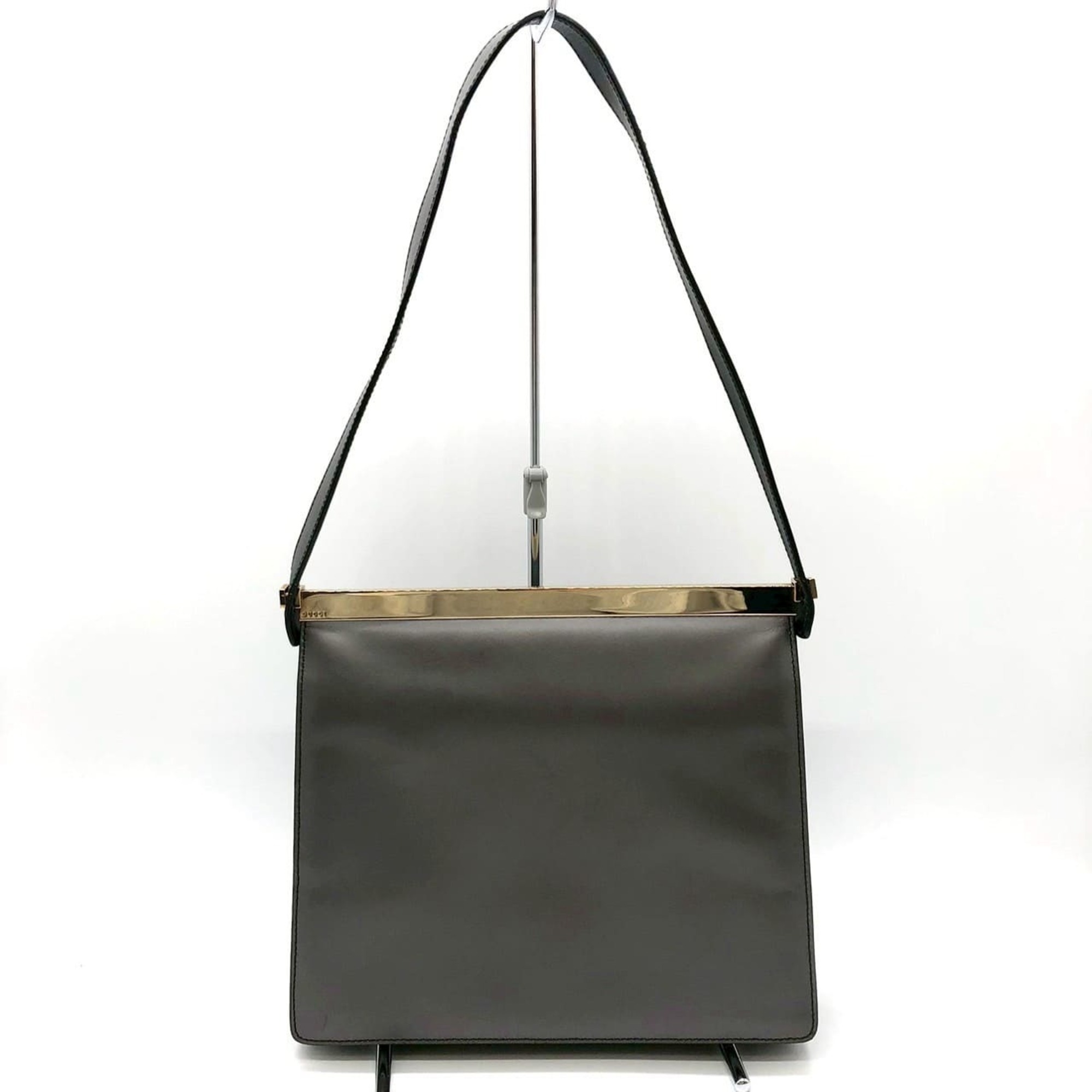 Gucci 001 2058 Shoulder Bag, Leather, Gray, Women's